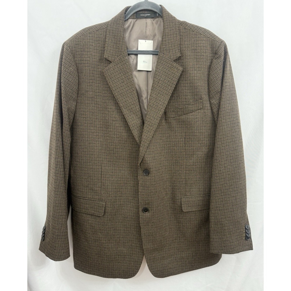 NWT Banana Republic Tailored Fit Wool Blend Houndstooth Blazer Jacket Mens 48R